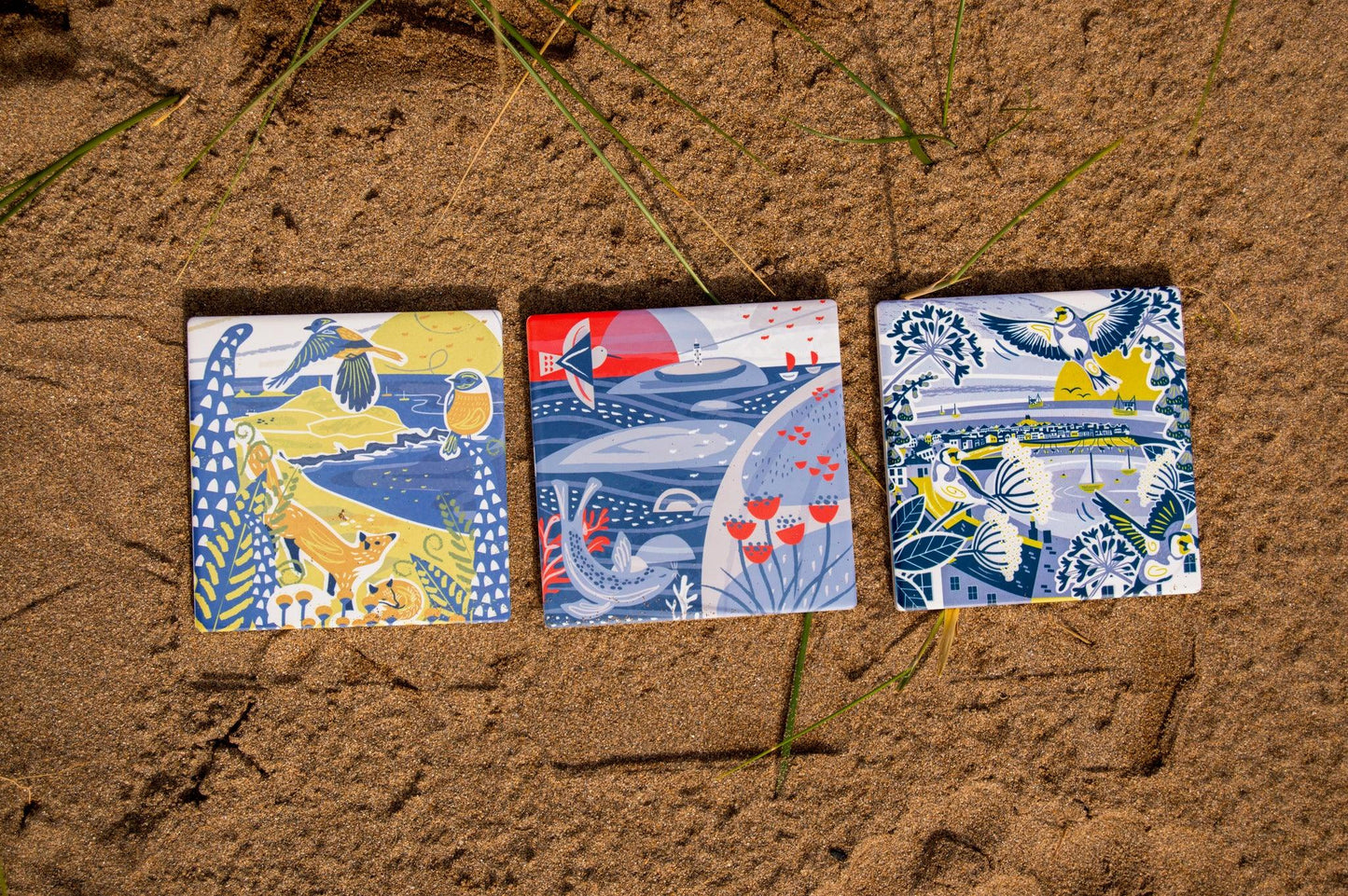 Sand and Sparkles Jennifer Armitage Illustrated Cornish Coasters