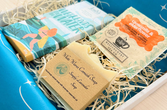 Cornish Gifts by Post - Cornish Letterbox Gift Set with Cornish soap, Cornish chocolate, and Cornish tea