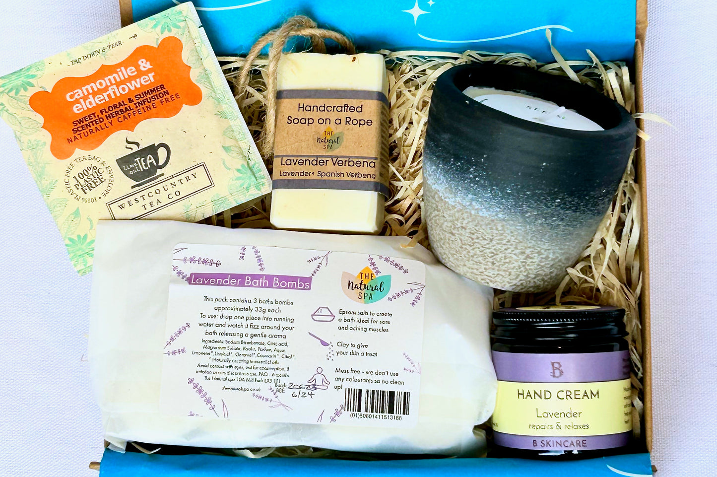 Relaxation Gift Box_Eco Friendly Gift Box from Sand and Sparkle with artisan Cornish gifts and Devon gifts