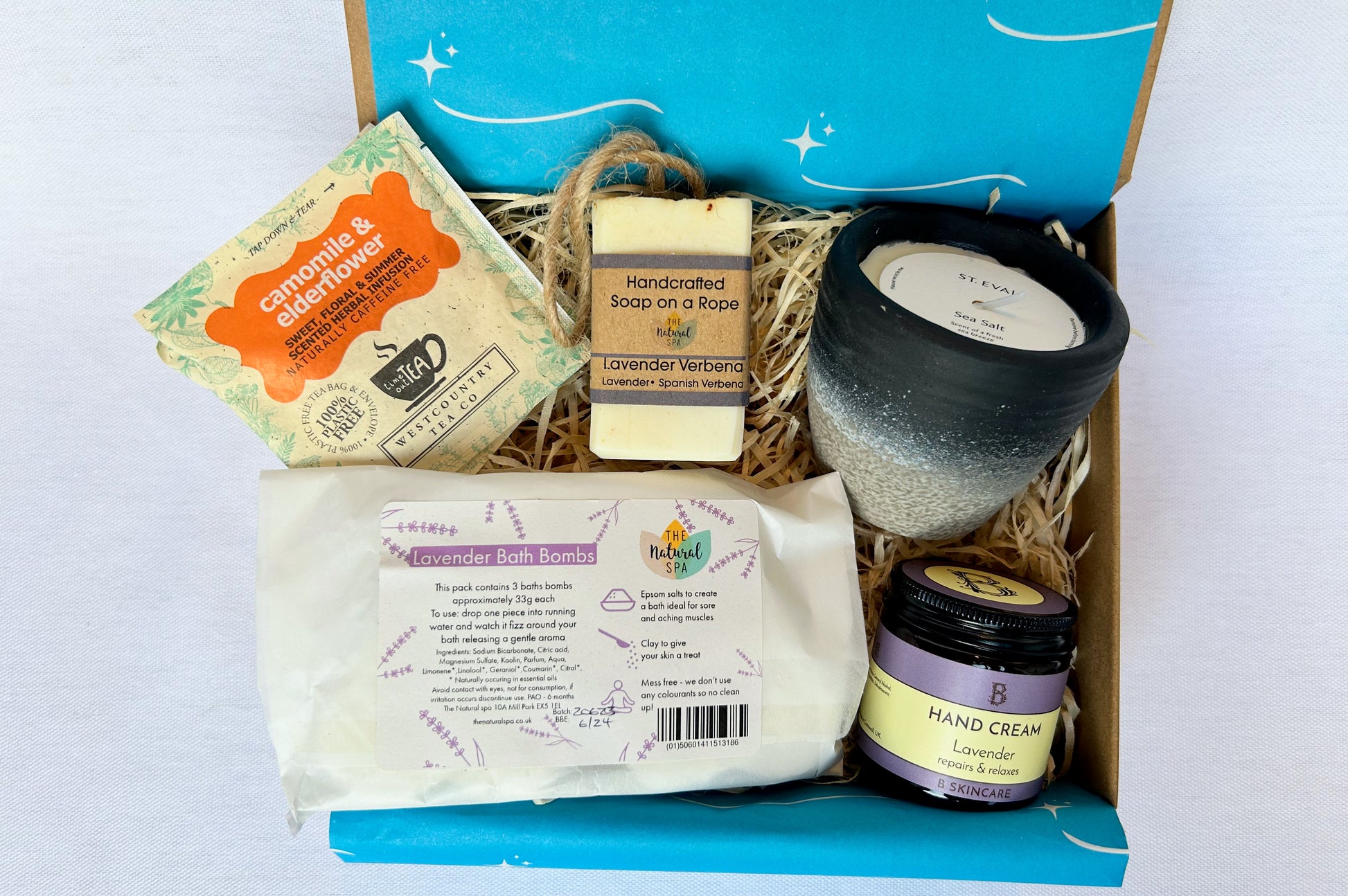 Relaxation Gift Box_Eco Friendly Gift Box from Sand and Sparkle with artisan Cornish gifts and Devon gifts