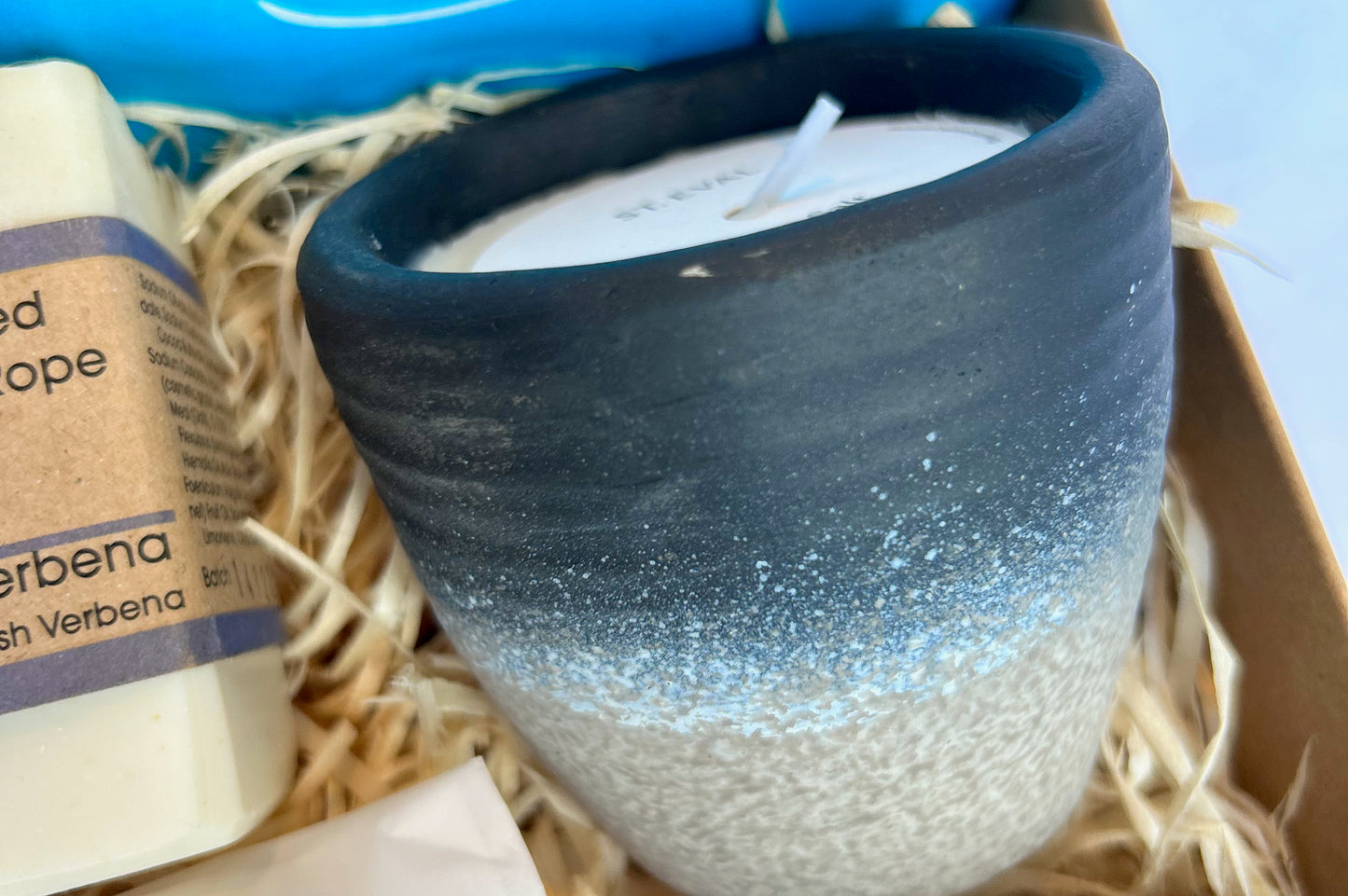 Sand and Sparkle Relaxation Gift Box with Cornish coastal candle, natural skincare and herbal tea