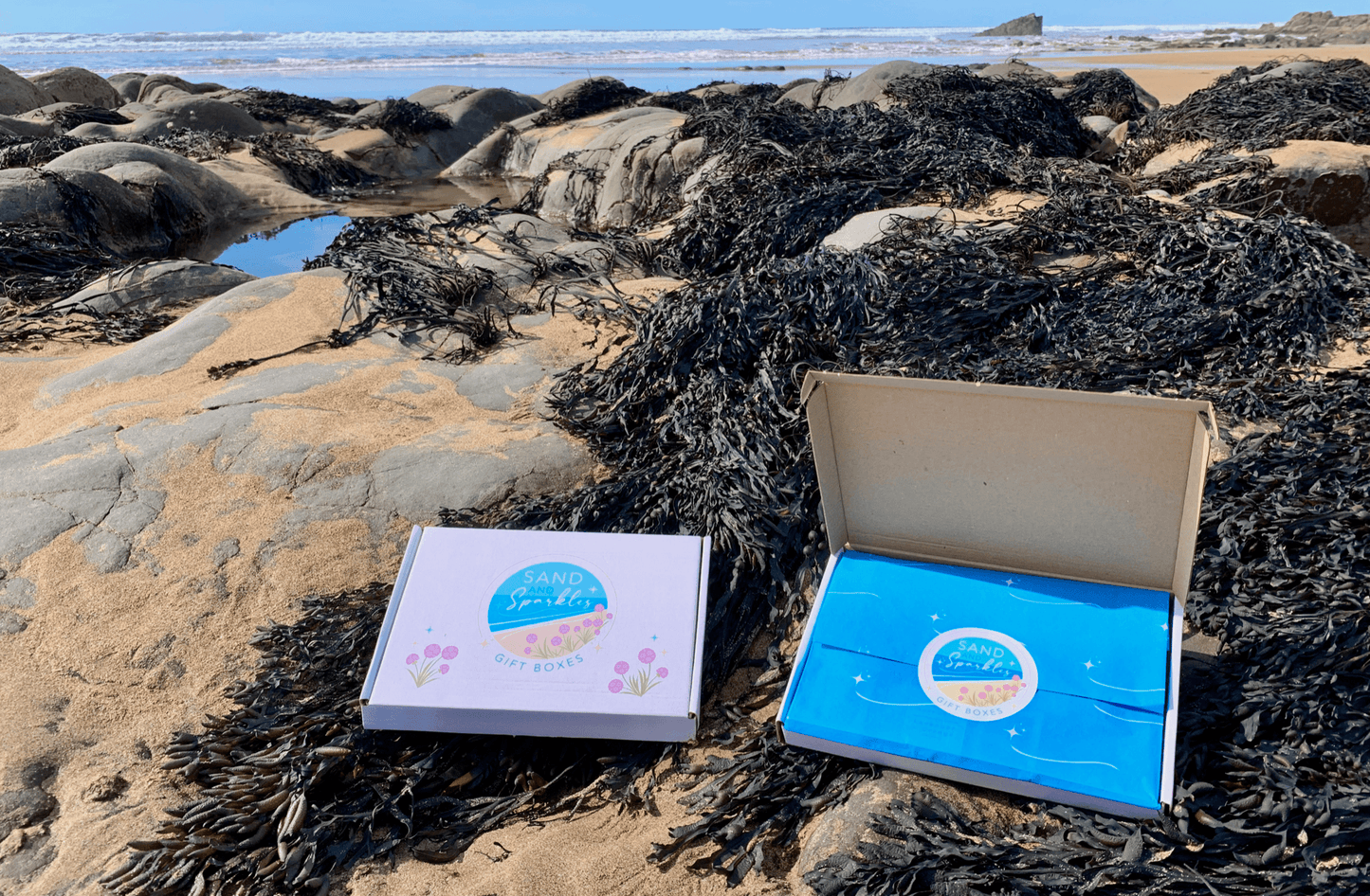 Sand and Sparkles coastal inspired sustainable letterbox gift sets